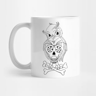 Sugar Skull Owl and Crossbones Mug